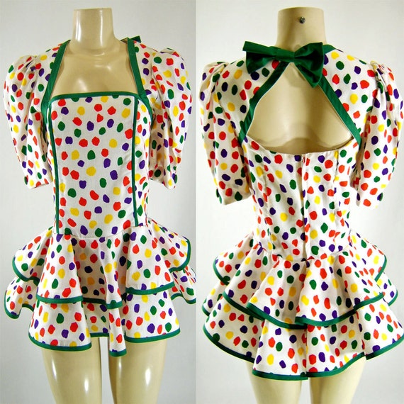 multi colored polka dot blouse