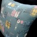 Boomerang Beat Retro Throw Pillow Cover - Jade Atomic Tiki Barkcloth -- for 14" x 14" insert