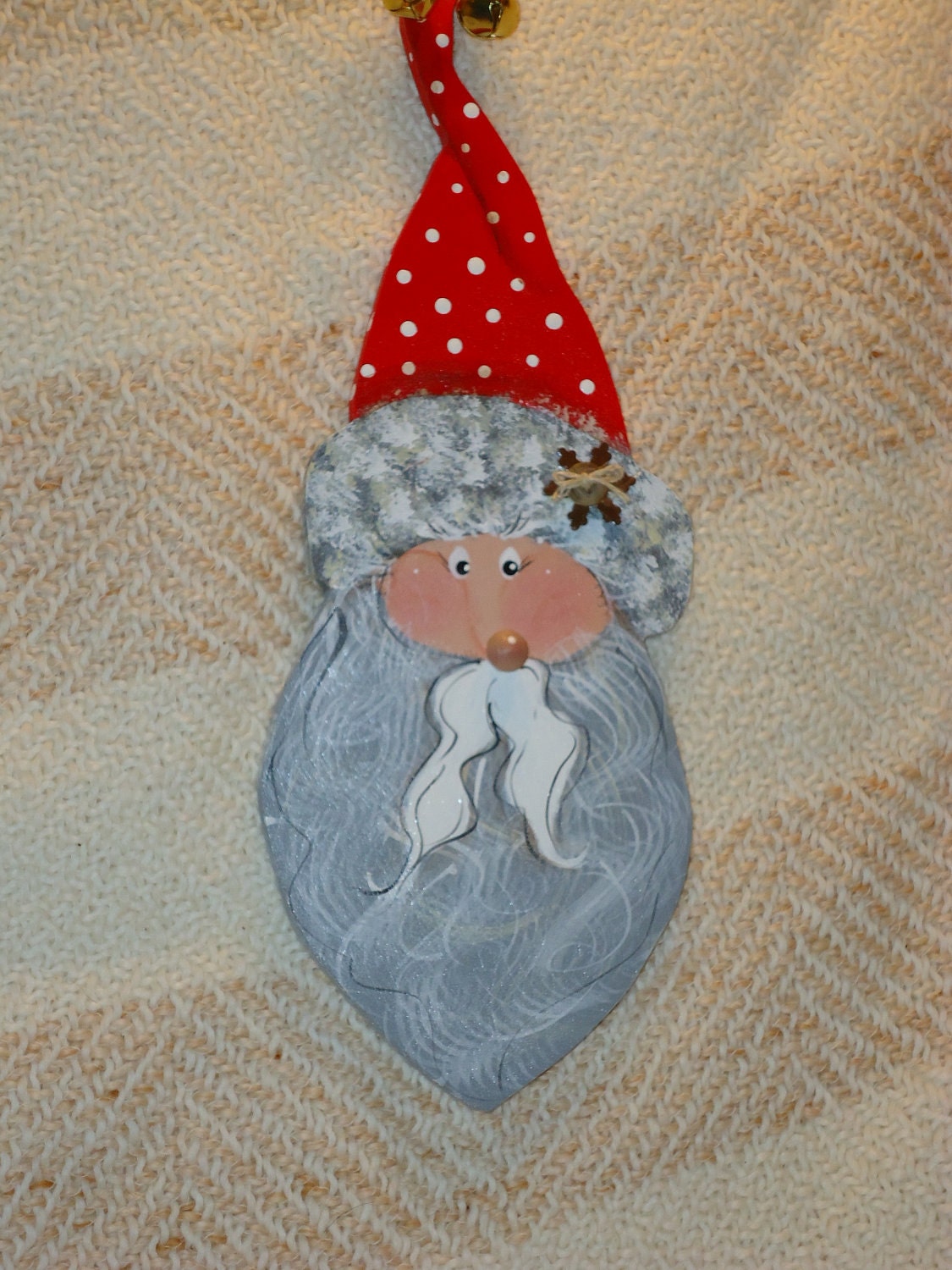 Wood Painted Handcrafted Santa Ornament