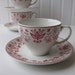 Vintage Johnson Bros Windsor Ware Stratford Pink Teacup & Saucer Set of Three