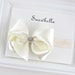 Ivory Little Girl Glam Satin Boutique Bow Soft Stretch Headband