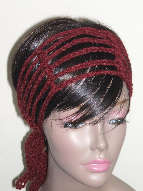Crochet Gipsy Rasta Hair Wrap Headband in Autumn by MonetCreations