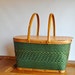 Vintage Green Woven Picnic Basket