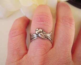 Steampunk Dragonfly Ring- Adjustable- Sterling Silver Ox Finish
