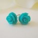 Teeny Tiny Turquoise Rose Earrings- Surgical Steel Post Earrings- 7mm
