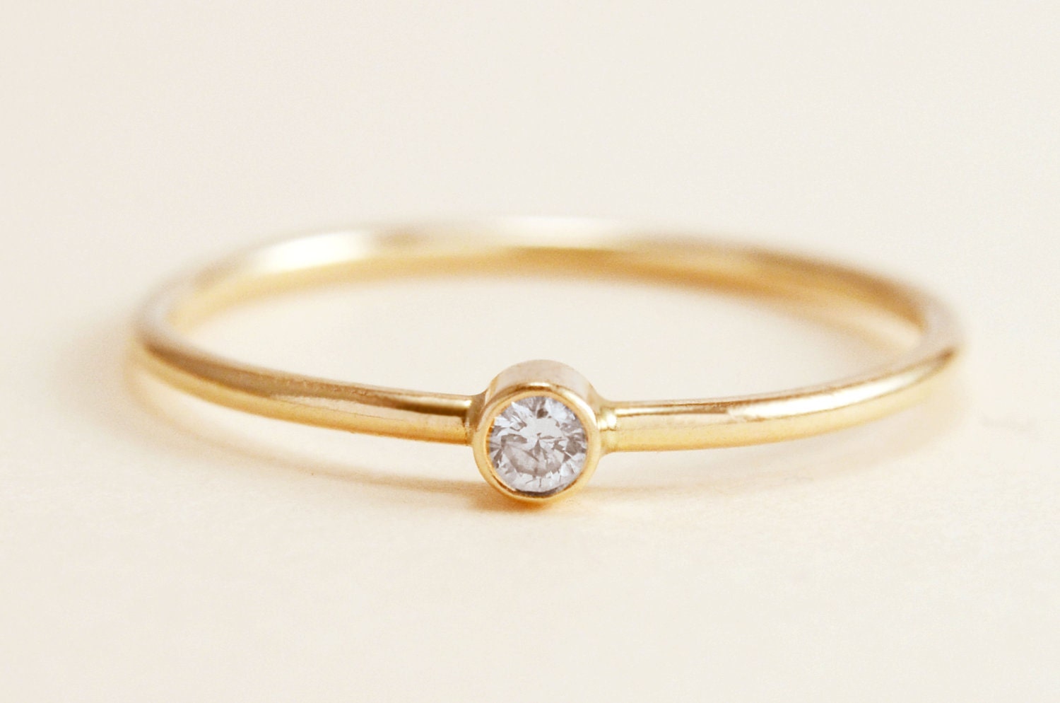 Simple Diamond Ring in 14k Gold by peachesandcherries on Etsy