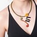 Green Olive Leather Necklace,Amber Disk,Black Coral Branch,Serpentine,Spong Coral