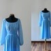 Vintage 1970s azure dress. lace bodice belted dress
