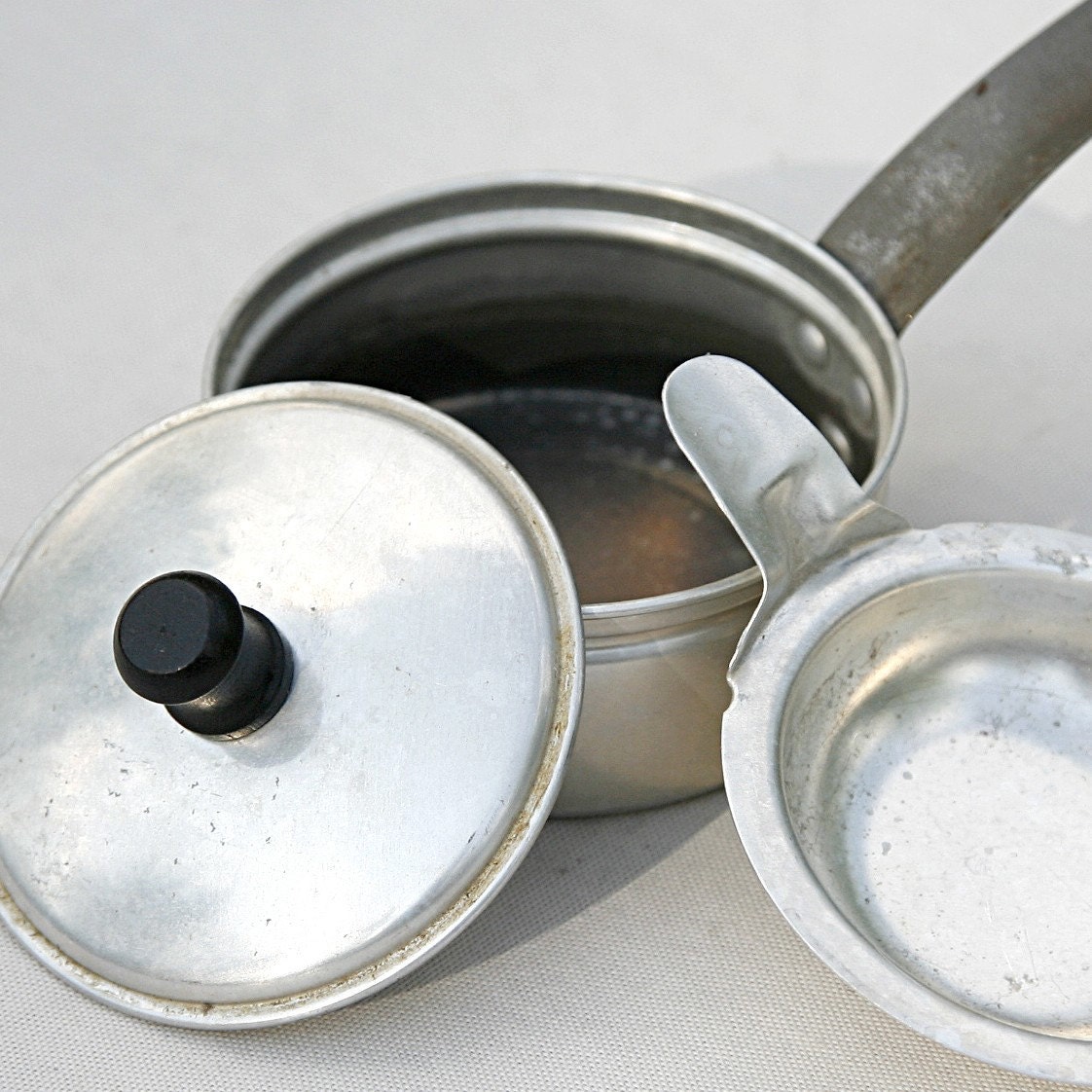 Vintage Aluminum Three Piece One Egg Poacher