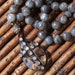 crystal tear drop with rhinestone cross long labradorite necklace...