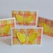 Butterfly Notecard or Place Card with White Envelope Set of 4 Yellow Butterfly on Plaid Background