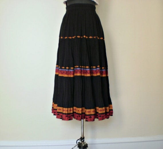 southwest skirt navajo skirt vintage folk by openskyvintage