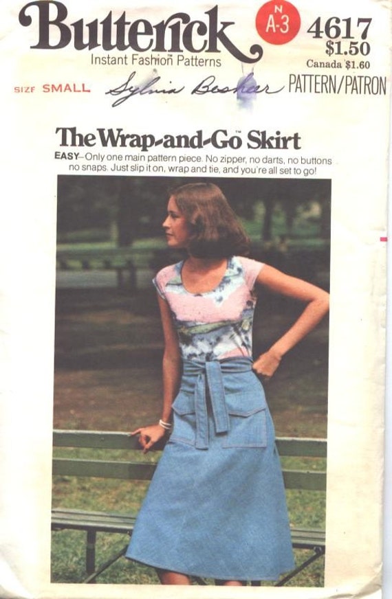 Butterick 4617 1970s Wrap and Go Skirt Vintage by PatternCenter