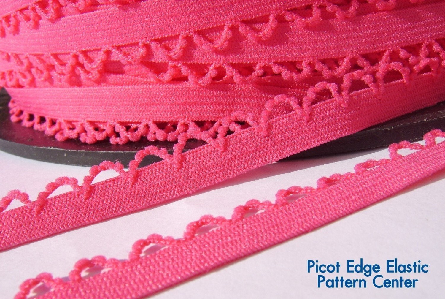 Hot Pink Picot Edge Elastic 10 Yards/30 Feet