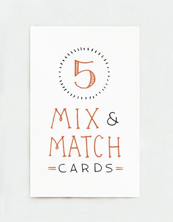 5 Mix and Match Cards by kathrynwhyte on Etsy