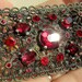 Vintage Rhinestone Filigree Brass Brooch,pin,distressed,aged,antique,cruddy,Edwardian,ornate