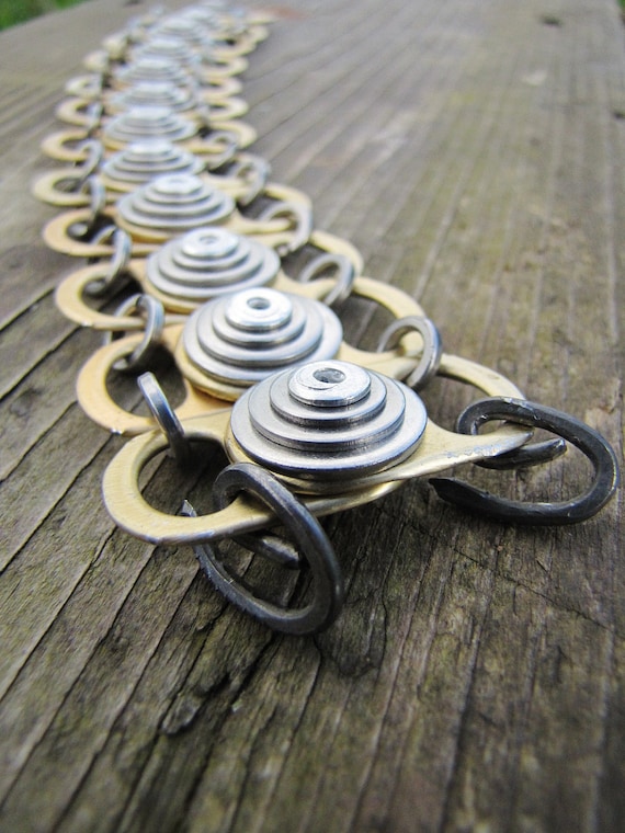 Chunky Riveted Bracelet Recycled Eco Friendly Gold