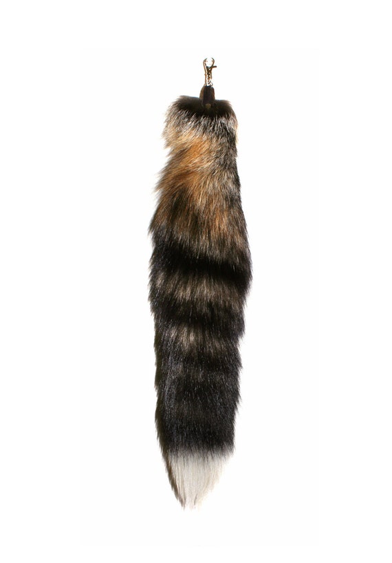 RESERVED Vintage STRIPED Cross Fox Fur Tail for Keychain or