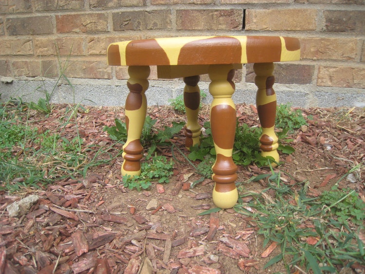 Handpainted Giraffe Stool by theTumblingPenguin on Etsy