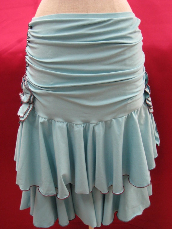 Light blue color knee length skirt or tube top with gathered