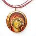 Virgin Mary, Theotokos pendant necklace, wood, genuine leather or cotton cord