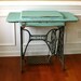 Vintage Turquoise Entryway Table Desk. Singer Treadle Sewing Machine. Office Desk. Teal. Country. Farm House Rustic. Industrial.