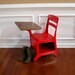Old School Vintage School Desk and Chair. By American Desks Crusader. Apple Red. Shabby Chic. Childrens. Elementary. Primary Colors.
