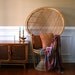 Chinoiserie Peacock Chair. High Fan Back Throne. Armchair. Rattan. Wicker. Eclectic. Mid Century. Fall. Alfresco Dining. Interior Design.
