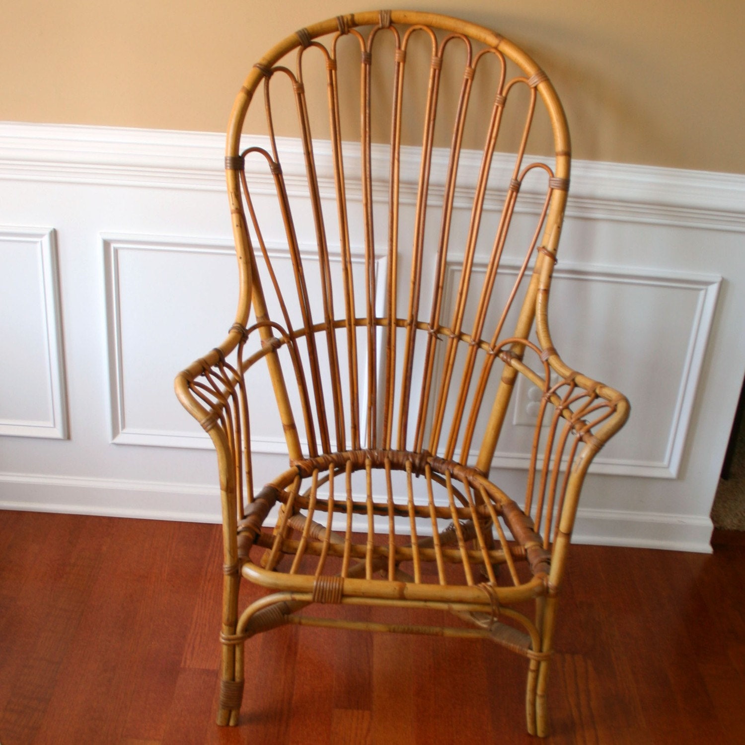 Vintage Cane Patio Chair. High Back. Armchair. Rattan. Wicker.