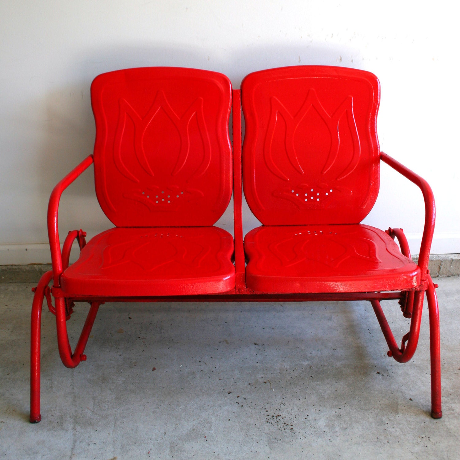 Valentines Day Red Metal Glider. RESERVED for KIM. Industrial