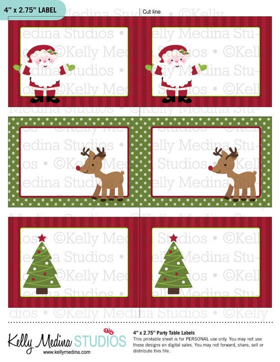 Items similar to Christmas Santa and Reindeer - Printable Labels ...