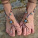 HULA HOOPING BAREFOOT sandals mustard yellow brown belly dance yoga beach sandals foot jewelry nude shoes made to order