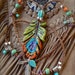 bohemian PEACOCK gypsy Feather NECKLACE COLORFUL long necklace crochet necklace turquoise hippie jewelry made to order
