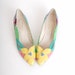 9 1/2 Vintage 80s Pointy Leather Flower Flats 39.5 40