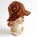 Vintage 60s 70s Brown Velvet Tapestry Print Boater Hat