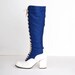 Size 6 Vintage 60s Blue Canvas & Patent Leather Lace Up Boots 36