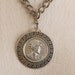 Vintage 60s 70s Roman Greek Key Medallion Necklace