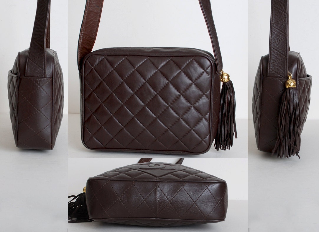 Vintage 70s 80s Brown Lambskin Quilted Chanel Shoulder Bag