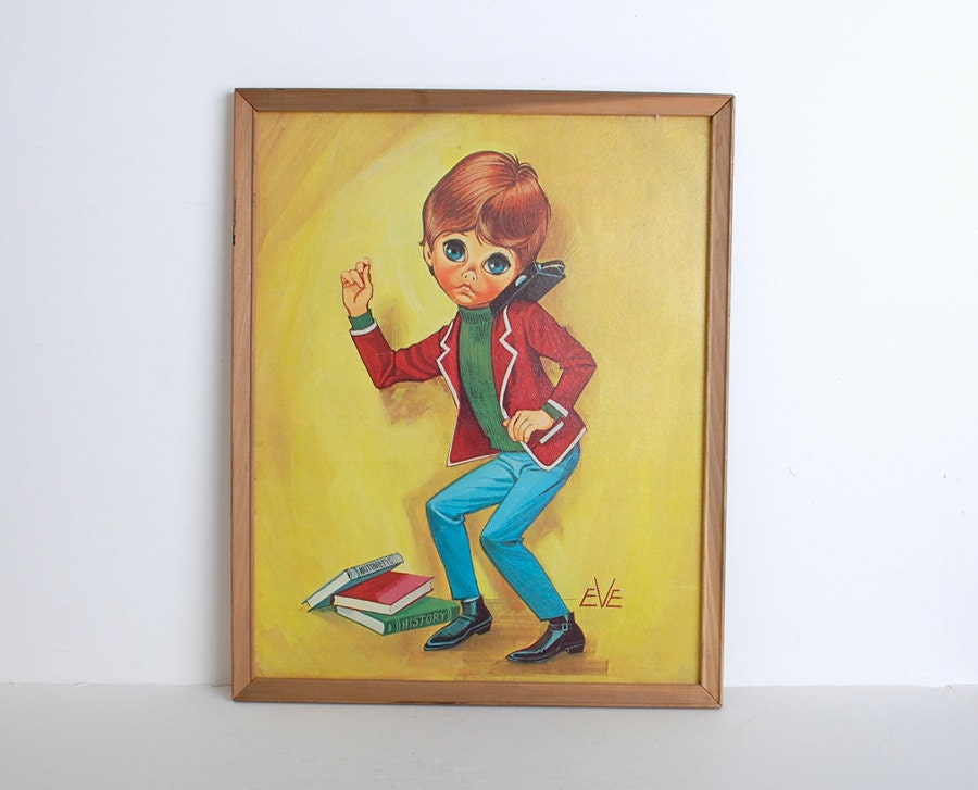 Vintage 60s MOD Eve Big Eye Boy Pop Art Print