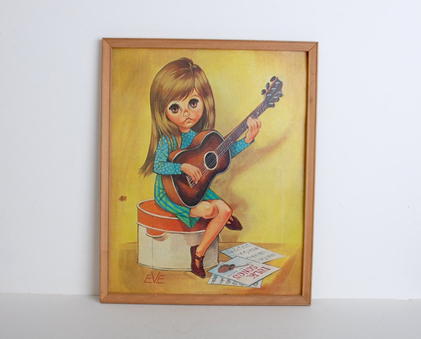 Vintage 60s MOD Eve Big Eye Girl Pop Art Print