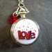 LOVE Pocketwatch, small with Floating Tiny Red Hearts and a Swarovski Heart