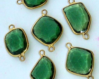 925 Sterling Silver, Green Quartz, 24K Gold Plated Connector,ONE Piece of 13-18mm