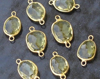 925 Sterling Silver, Lemon Quartz, 24K Gold Plated Connector,ONE Piece of 13-16mm