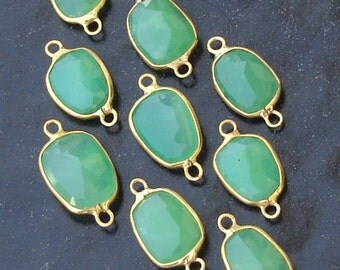 925 Sterling Silver, CHRYSOPRASE, 24K Gold Plated Connector,ONE Piece of 13-16mm