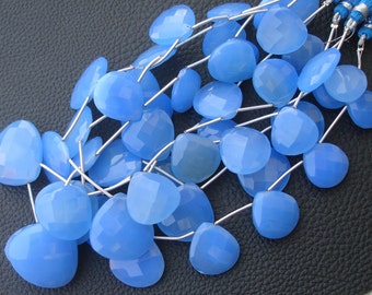 8 Inch Long Strand, 18-22mm Long, BLUE Chalcedony Elongated Faceted Heart Shape Briolettes,Superb-Finest Quality