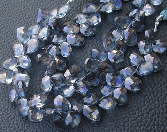 New Stock, 7 Inch Strand Mystic PARAIBA BLUE Quartz Faceted Fancy CURVED Leaf Shape Beads, 10mm Long,Manufacturers Price