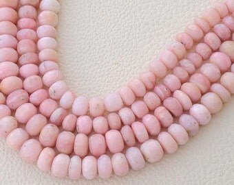 Full 8 Inch Long Strand,Very-FINEST- Peruvian Pink Opal Faceted Rondells, 7-8mm Size,GORGEOUS Item