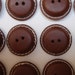 24 Leather Buttons Chocolate Brown 21mm Vintage 1950s