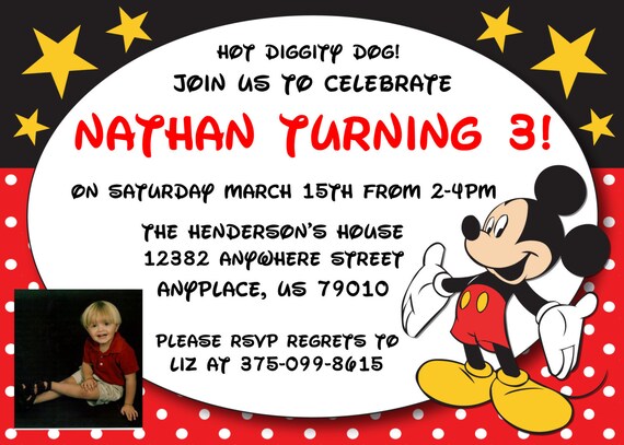 Printed Invitations With Envelopes-Red Mickey Mouse Invitation-12 Il_570xn