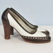 Vintage 1960's Mod Brown & White Heels // Size 6 Saddle Heeled Shoes